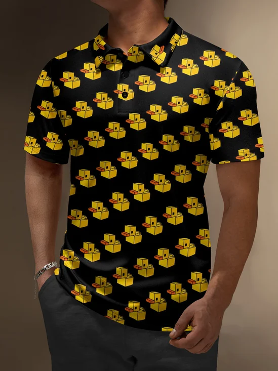 Moisture Wicking Geometric Duck Short Sleeve Golf Polo