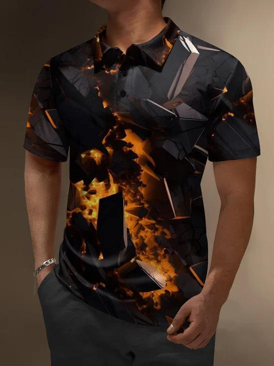 Moisture Wicking Gradient Color 3D Geometric Abstract Short Sleeve Golf Polo