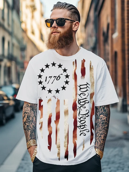 Men's 1776 Independence Day American Flag Fitted T-shirts