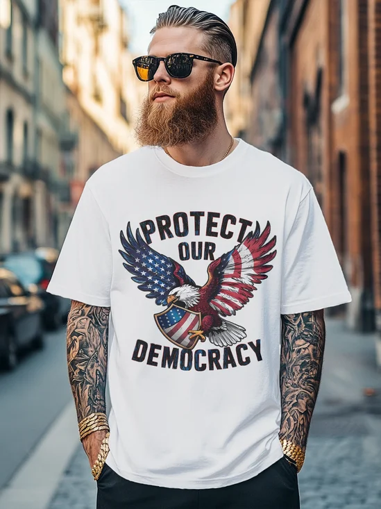 Men's Independence Day American Flag Bald Eagle Fitted T-shirts