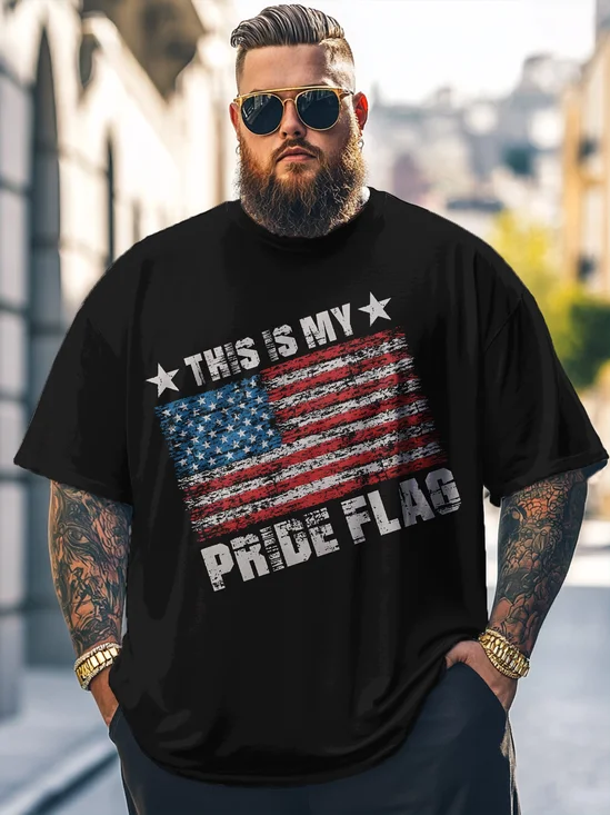 Big Size Men's American Flag "This Is My Pride Flag" Loose T-shirt