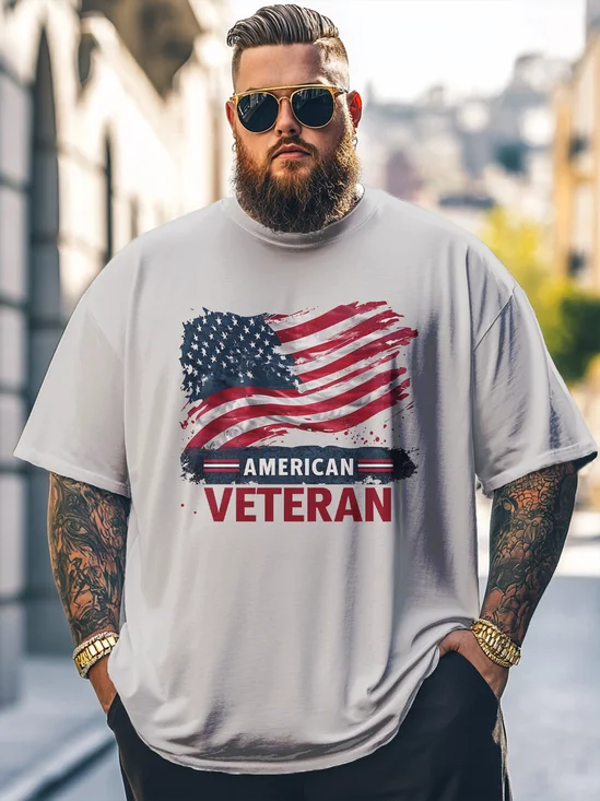 Big Size Men's American Flag Independence Day Art Loose T-shirt