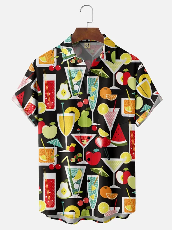 Hardaddy Cocktail Chest Pocket Short Sleeve Hawaiian Shirt