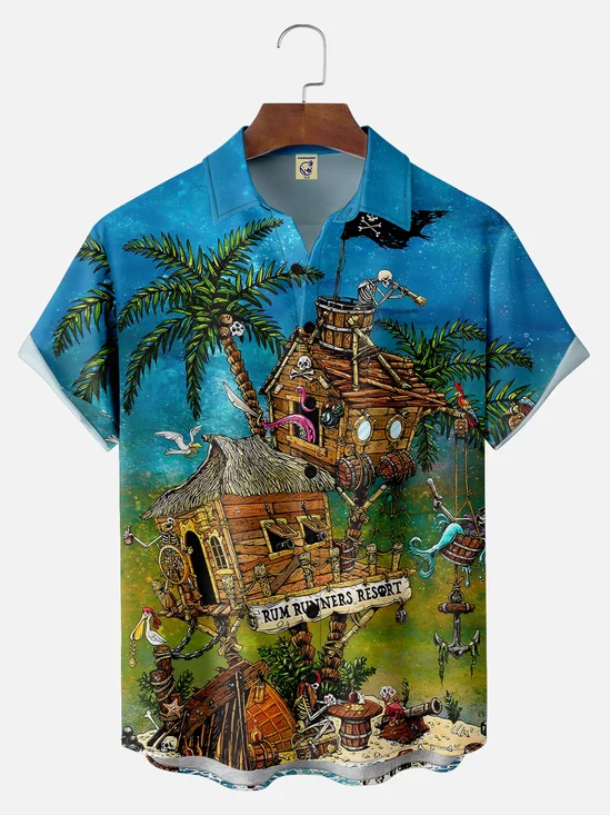 Big Size Rum Runners Resort Shirt By David Lozeau