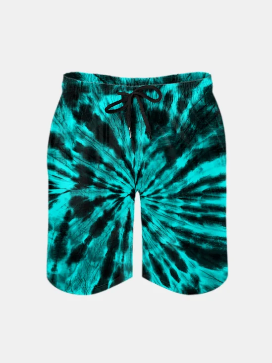 Men's Swim Trunks Hawaiian Tie-Dye Beach Shorts with Pockets