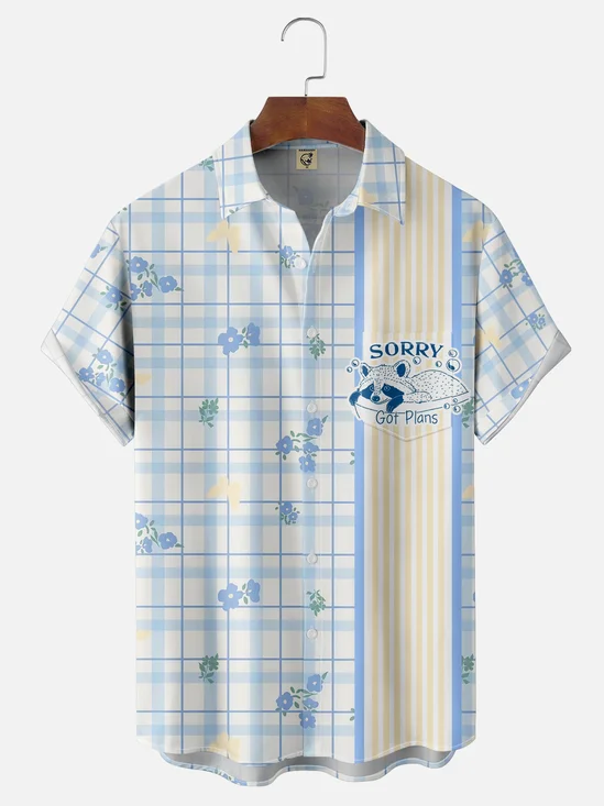 Hardaddy X Artist Kimprut Imut Moisture-wicking Red Panda Chest Pocket Bowling Shirt