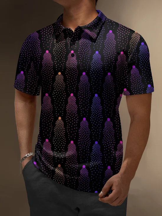 Moisture Wicking 3D Abstract Gradient Color Polka Dot Short Sleeve Golf Polo
