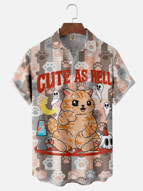 Hardaddy X Artist Kimprut Imut Moisture-wicking Cute Cats Chest Pocket Casual Shirt