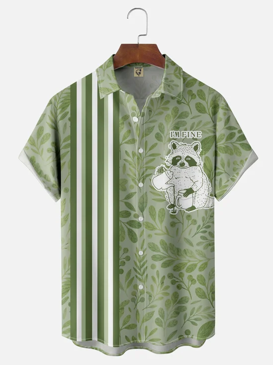 Hardaddy X Artist Kimprut Imut Moisture-wicking Tropical Red Panda Chest Pocket Bowling Shirt