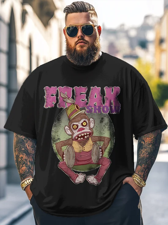 Hardaddy x Marcio Lima Big Size Men's Funny Monkey Doll Print Loose T-shirt
