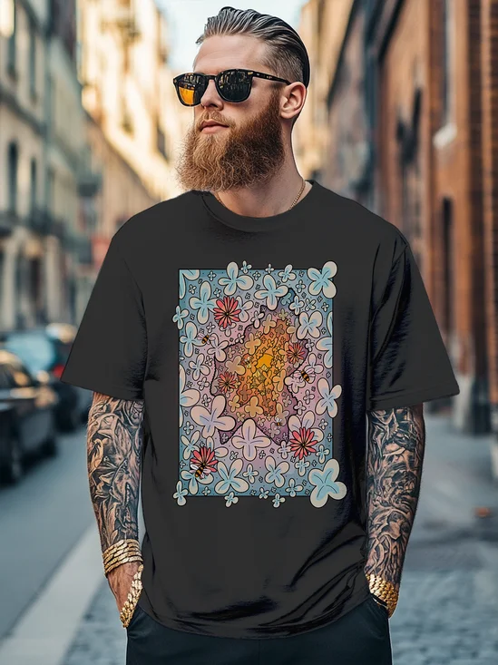 Hardaddy x Stephen Wade Men's Art Floral Fitted T-shirts