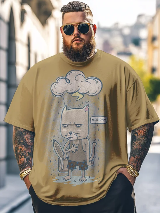 Hardaddy x Marcio Lima Big Size Men's Bad Mood Cat Loose T-shirt