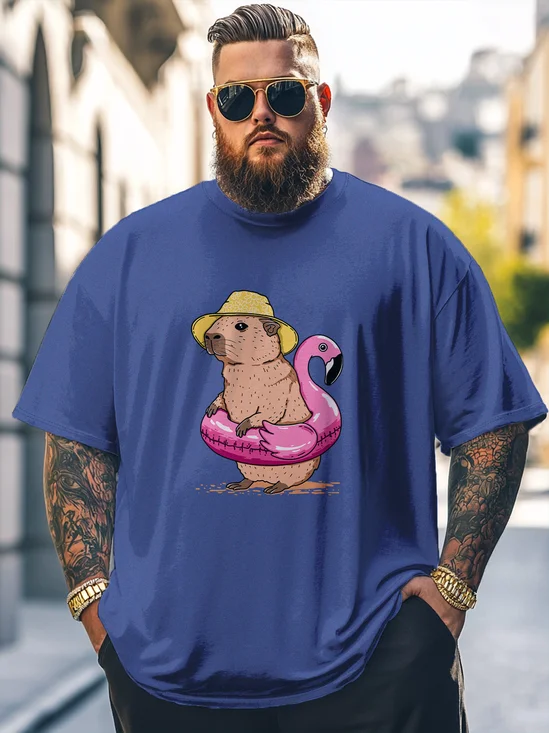 Hardaddy x Kimprut Imut Big Size Men's Guinea Pig Flamingo Funny Loose T-shirt