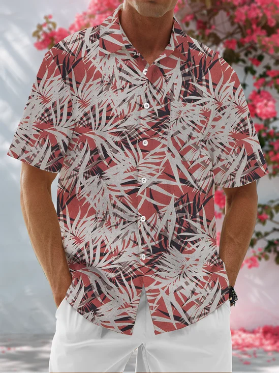 Moisture Wicking Tropical Chest Pocket Hawaiian Shirt