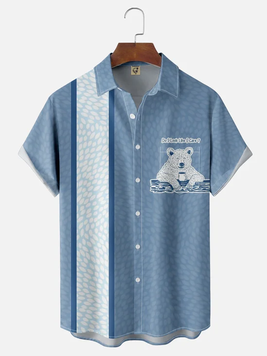Hardaddy X Artist Kimprut Imut Moisture-wicking Do I Look Like I Care Bear Chest Pocket Bowling Shirt