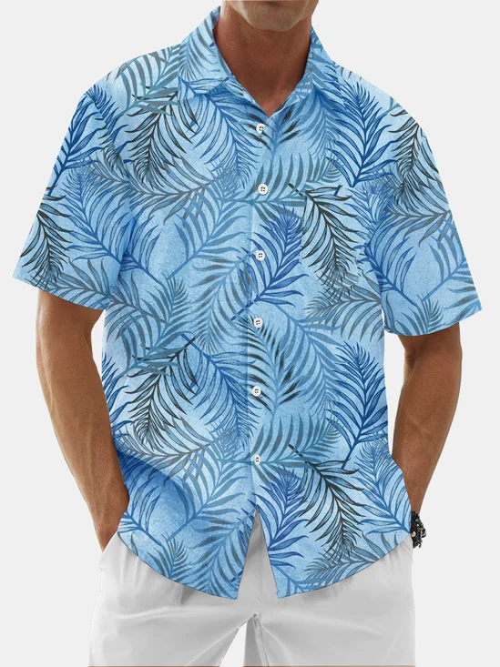Moisture Wicking Tropical Chest Pocket Hawaiian Shirt