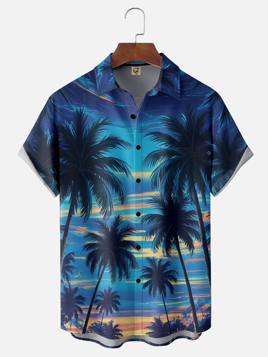 Moisture Wicking Coconut Chest Pocket Hawaiian Shirt