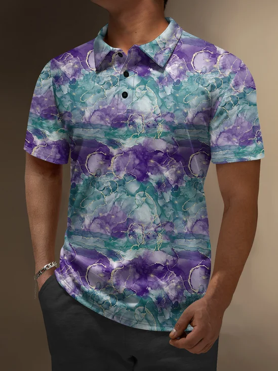 Moisture Wicking Abstract Gradient Short Sleeve Golf Polo