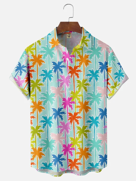 Moisture Wicking Coconut Tree Chest Pocket Hawaiian Shirt