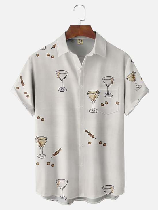 Moisture-wicking Young and Fun Cocktail Chest Pocket Casual Shirt