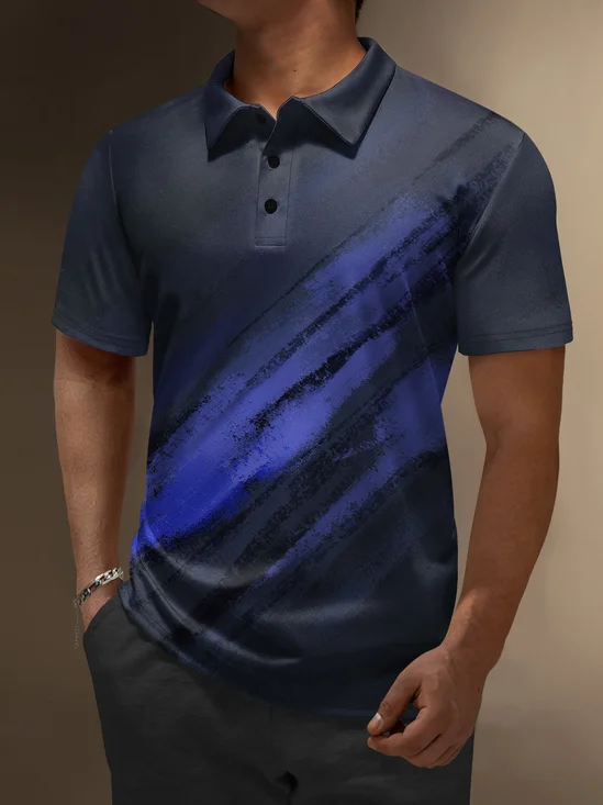 Moisture Wicking 3D Abstract Gradient Geometric Short Sleeve Golf Polo