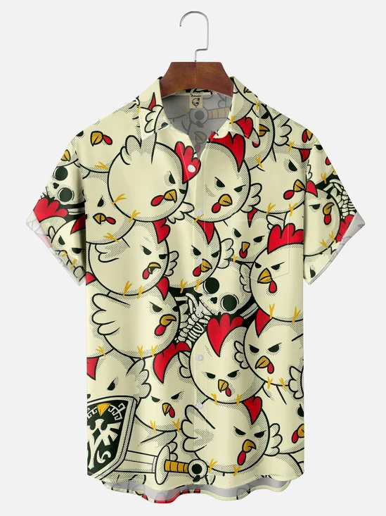 Hardaddy X Artist Contatoeoli Studio Moisture-wicking Chicken Chest Pocket Hawaiian Shirt