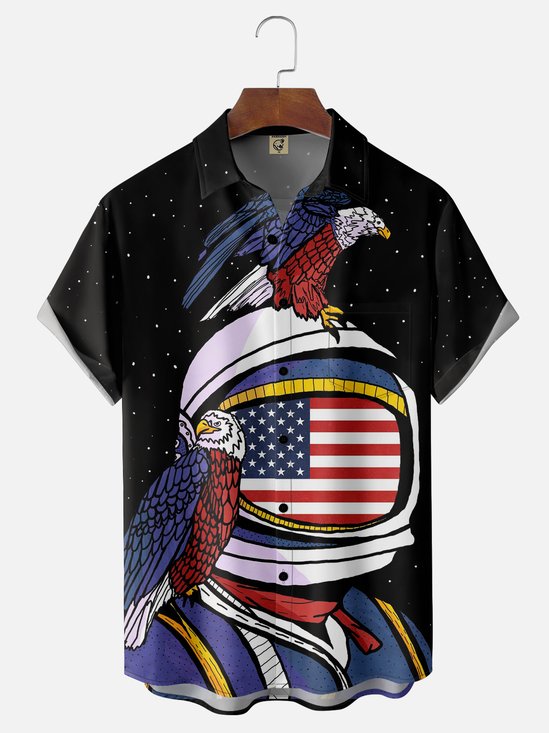 Hardaddy X Artist Stephen Wade Moisture-wicking American Astronaut Chest Pocket Hawaiian Shirt