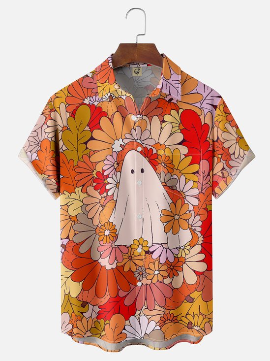 Hardaddy X Artist Stephen Wade Moisture-wicking Ghost Floral Chest Pocket Hawaiian Shirt