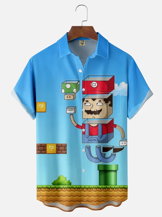 Hardaddy X Artist Contatoeoli Studio Moisture-wicking Cartoon Game Chest Pocket Hawaiian Shirt