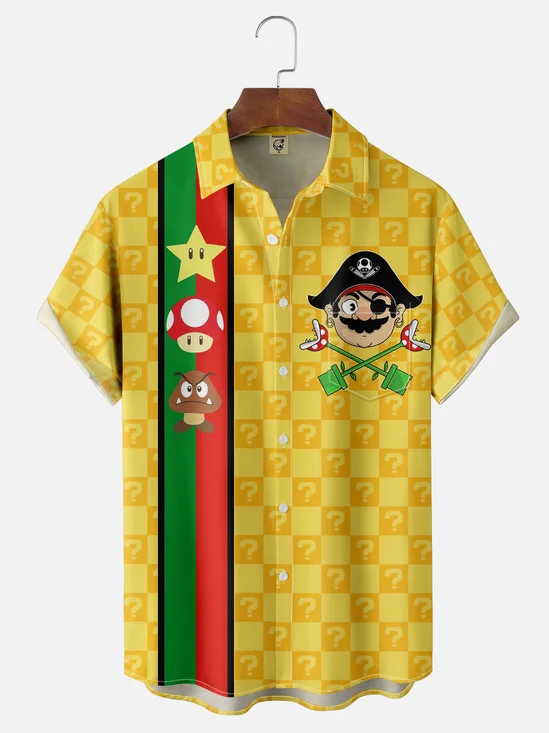 Hardaddy X Artist Contatoeoli Studio Moisture-wicking Cartoon Game Chest Pocket Bowling Shirt