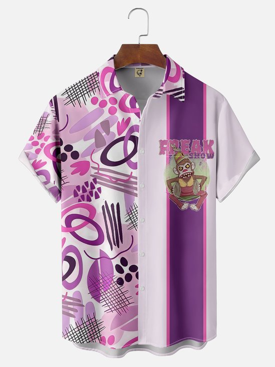 Hardaddy x Marcio Lima Moisture Wicking Circus Monkey Geometric Chest Pocket Hawaiian Shirt