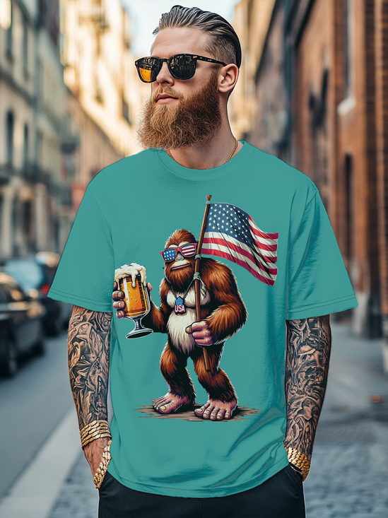Men's American Flag Bigfoot Beer Fitted T-shirts