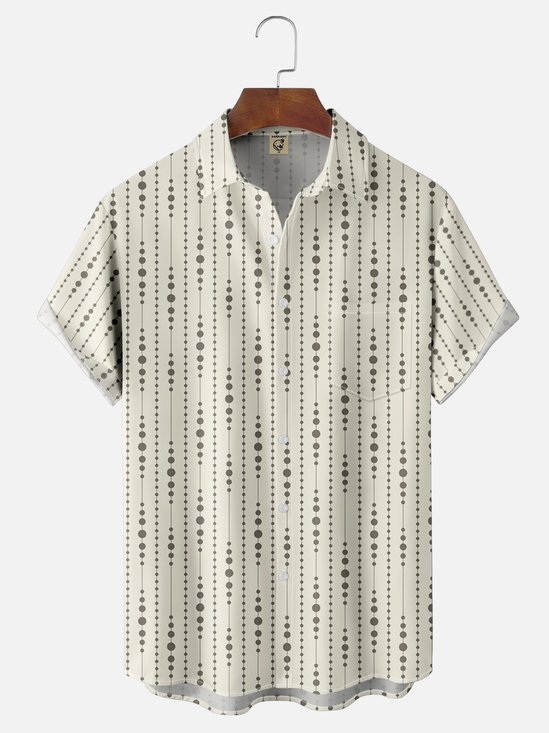 Moisture-wicking Spotted Stripe Art Chest Pocket Casual Shirt