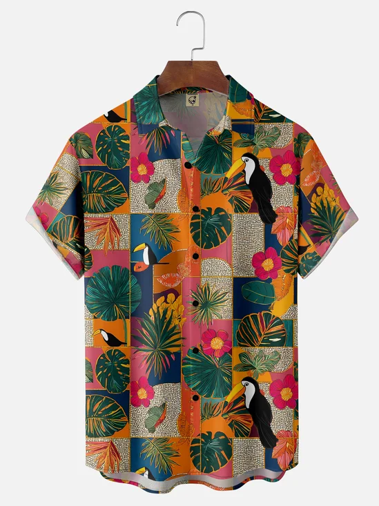 Moisture-wicking Toucan Chest Pocket Hawaiian Shirt