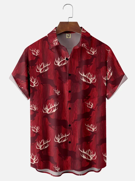 Moisture-wicking Canada Day Elk Chest Pocket Casual Shirt