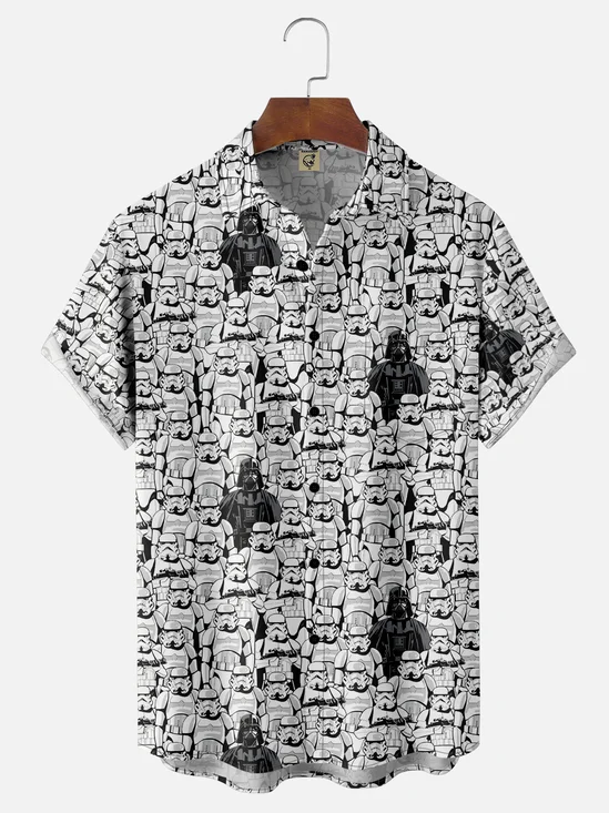 Moisture Wicking Star Wars Fighter Chest Pocket Hawaiian Shirt