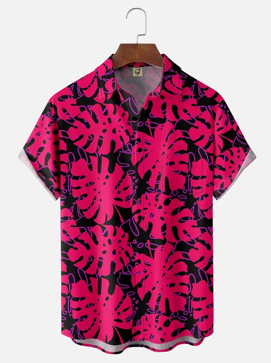 Moisture Wicking Tropical Greens Chest Pocket Hawaiian Shirt