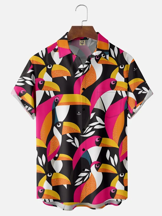 Moisture-wicking Toucan Chest Pocket Hawaiian Shirt