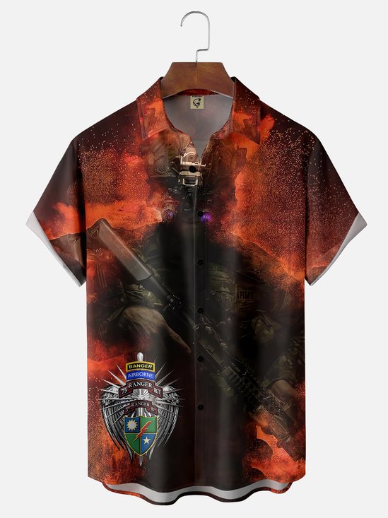 Moisture-wicking 75th Ranger Regiment Fun Chest Pocket Hawaiian Shirt