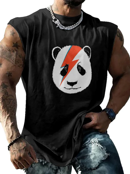 Hardaddy X Artist Contatoeoli Studio Mens Crewneck Tank Tops Lightning Panda Beach Sleeveless Shirt
