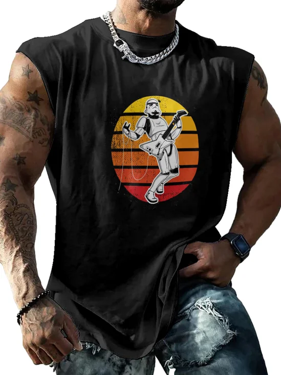 Hardaddy X Artist Contatoeoli Studio Mens Crewneck Tank Tops Star Guitar Beach Sleeveless Shirt