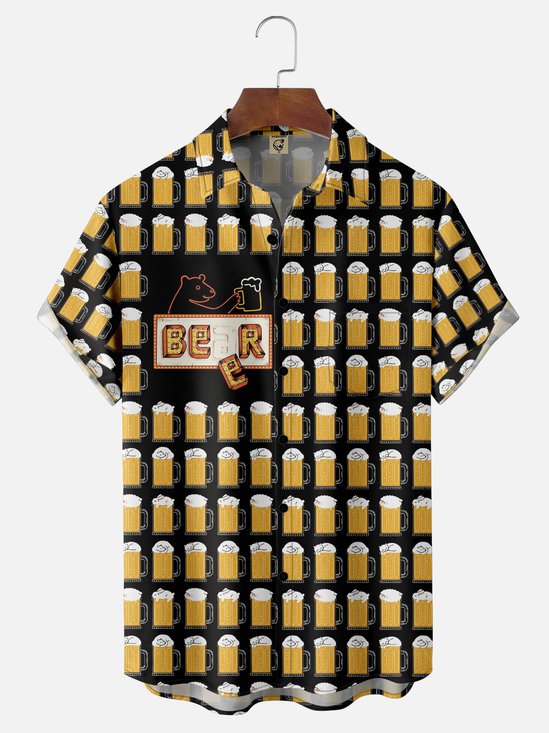 Hardaddy X Artist Coffee Man Moisture-wicking Bear Beer Chest Pocket Hawaiian Shirt
