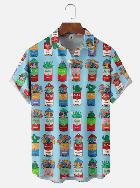 Hardaddy X Artist Coffee Man Moisture-wicking Can Floral Chest Pocket Hawaiian Shirt