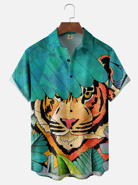 Hardaddy x Stephen Wade Moisture-wicking Dream Tiger Chest Pocket Hawaiian Shirt