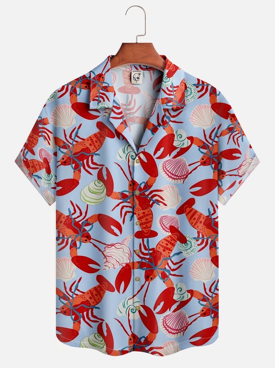 Moisture-wicking Marine Lobster Shell Conch Aloha Camp Shirt
