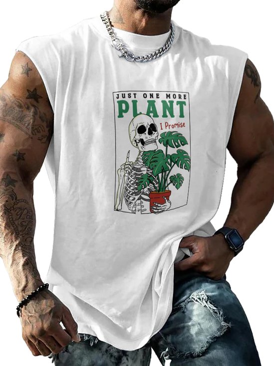 Hardaddy X Artist Kimprut Imut Mens Crewneck Tank Tops Skeleton Monstera Beach Sleeveless Shirt