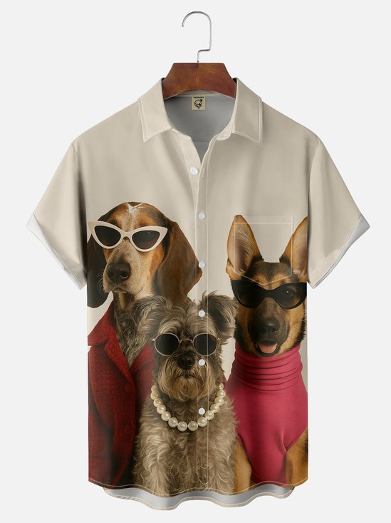 Moisture-wicking Fashion Mode Dogs Chest Pocket Casual Shirt