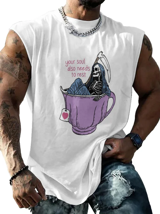 Hardaddy X Artist Kimprut Imut Mens Crewneck Tank Tops The Soul Needs Rest Beach Sleeveless Shirt