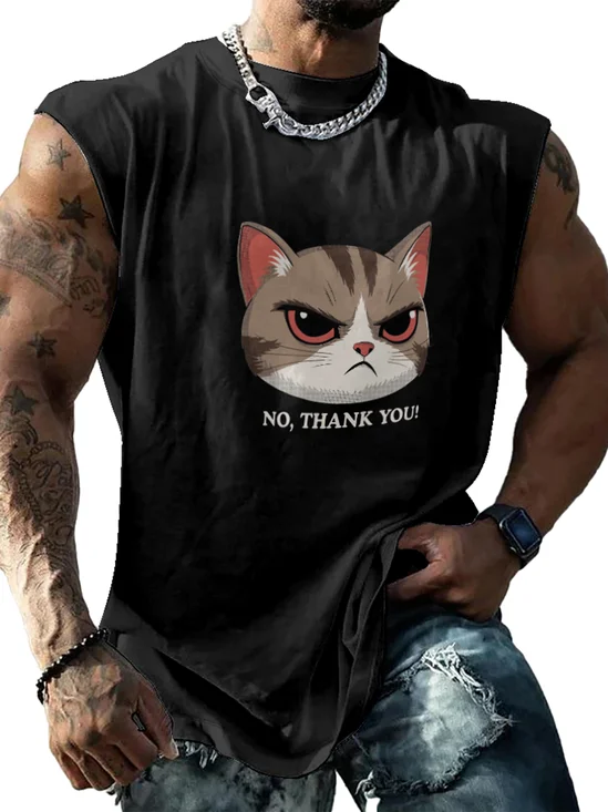 Hardaddy X Artist Contatoeoli Studio Mens Crewneck Tank Tops Cat Beach Sleeveless Shirt