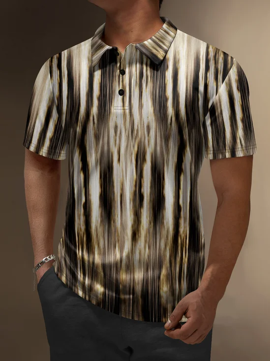 Moisture Wicking Gradient Color Abstract Wood Grain Short Sleeve Golf Polo